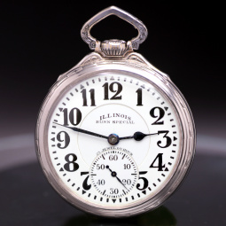 23 Jewel 60 Hour Illinois Bunn Special Railroad Pocket Watch with Marked Dial
